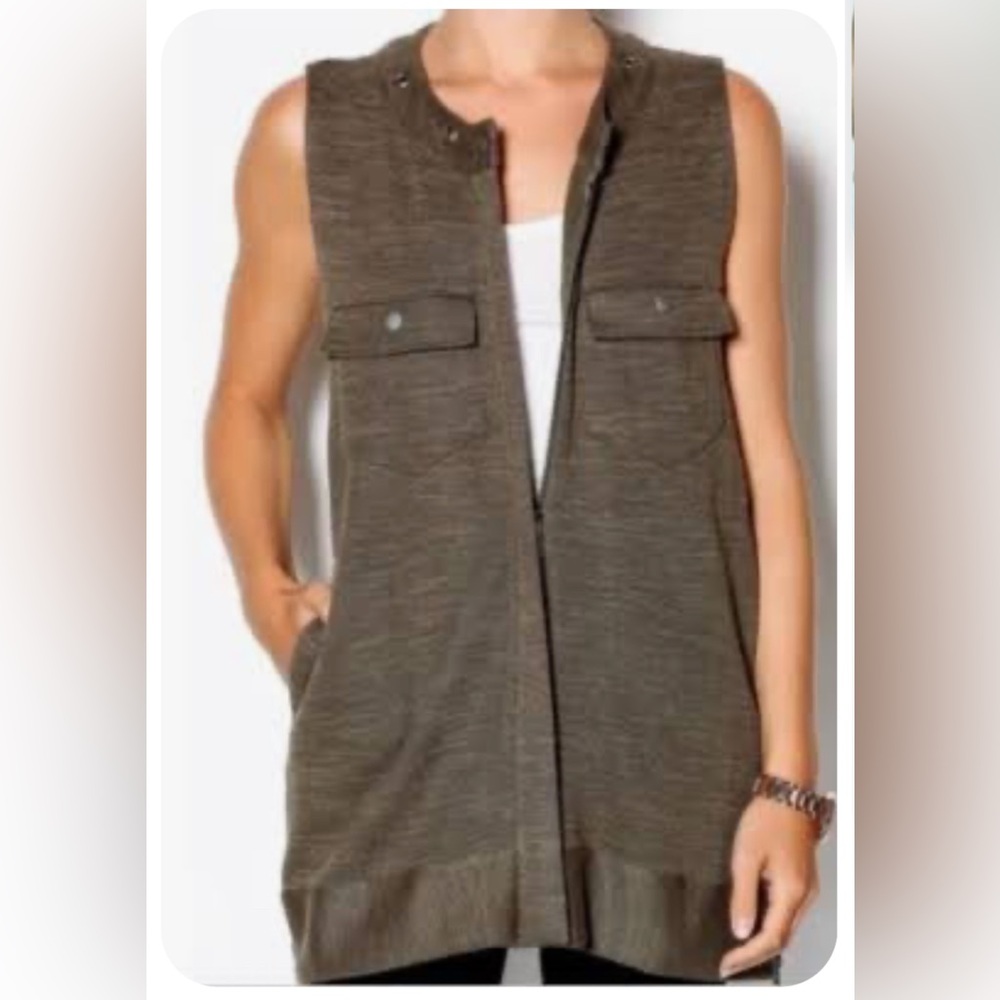 Free People Highway Slub Knit Sweater Vest Drab Olive Green Size Small